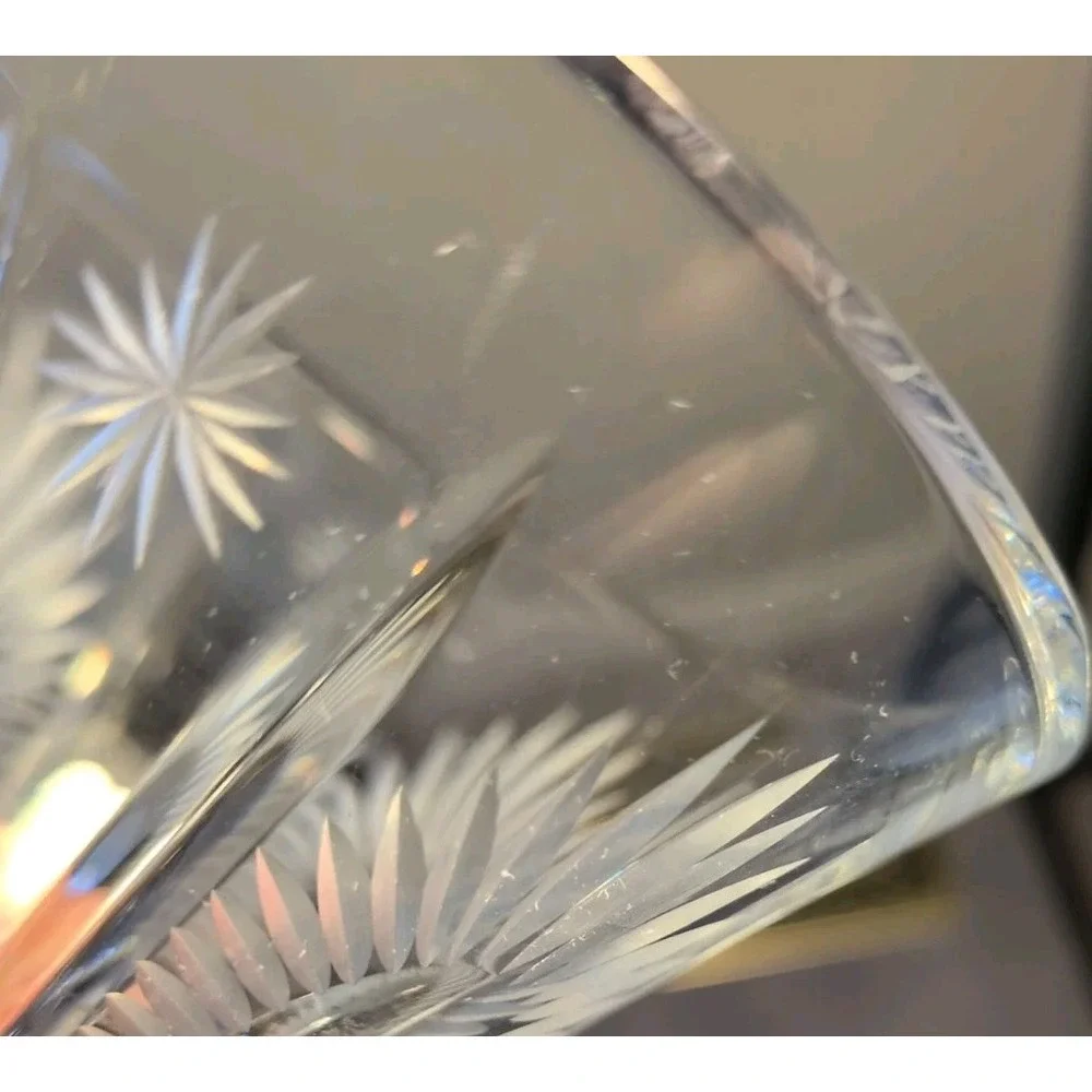 Vintage‎ Cut Crystal Trumpet Bud Vase Starburst Fan Pattern Clear Glass 8 inch